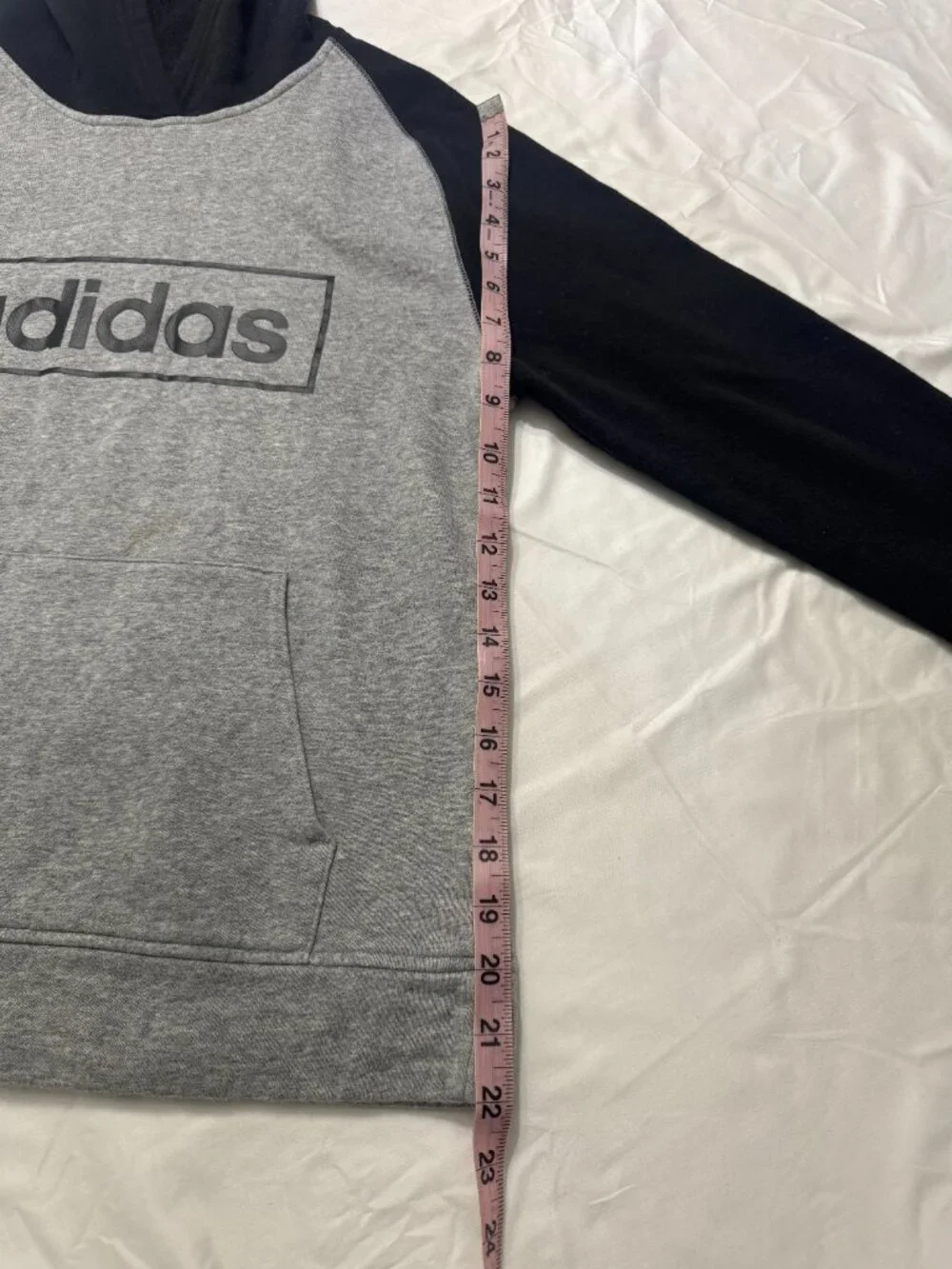 Adidas Black Grey Colorblock Hoodie Unisex Large (14/16)